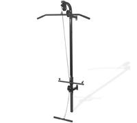 vidaXL Wall-Mounted Home Gym - Robust Steel Construction with 2 Pulleys, Lat Pull-Down & Low Pull-Up Bar, High Load Capacity, Soft-Grip Handles, Includes Mounting Accessories