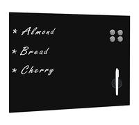 vidaXL Wall Mounted Magnetic Blackboard Glass - 80x60cm Dry-Erase Board | Office/Home Note Writing Board - Black Tempered Glass, Magnetic, Easy Wall Mount