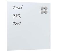vidaXL Wall-Mounted Magnetic Board - 40x40 cm Tempered Glass Notice Board - White Dry-Erase Board for Home, Office, School Use