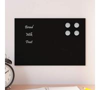 vidaxl Wall-Mounted Magnetic Board Black Tempered Glass 30x20 cm for Home Office School - Durable Dry-Erase Board Multitasking Message & Notice Board