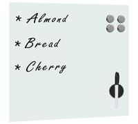 vidaXL Wall Mounted White Magnetic Glass Board (50x50 cm) with Board Wiper, White Pen, 4 Magnets - Durable, Easy Installation, for Home, Office, School