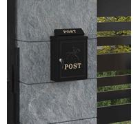 vidaXL Wall Mounted Mailbox Black 29 x 13 x 41 cm Cast Aluminum