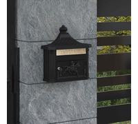 VidaXL Wall Mounted Mailbox Black 40.5 X 16 X 45 Cm Cast Aluminum