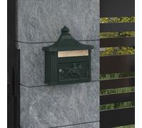 VidaXL Wall Mounted Mailbox Green 40.5 X 16 X 45 Cm Cast Aluminum