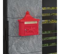 vidaXL Wall Mounted Mailbox Red 40.5 x 16 x 45 cm Cast Aluminum