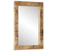 vidaXL Wall-Mounted Mirror - Solid Mango Wood Frame with Clear Glass - Ideal for Bedroom, Bathroom, Living Room - Rustic Brown, 70x50 cm