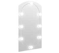 vidaXL Wall-Mounted Mirror with LED Lights, 90x45 cm, Glass Arch, USB Interface, Minimalist Design, Space-Saving - Silver