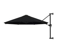 vidaXL Wall-Mounted Outdoor Parasol with UV Protective Fabric - Easy-to-Use Crank Opening System - Black Metal Pole with Durable Ribs - 300cm Diameter - Black