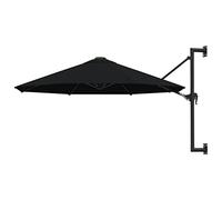 vidaXL Wall-Mounted Parasol with Metal Pole Black Outdoor Umbrella Sunshade