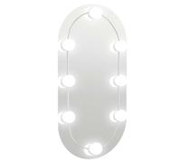 vidaXL Wall-Mounted Oval Mirror with Integrated LED Lights, USB Interface, Glass Material, Ideal for Bedroom, Bathroom, Dressing Room - 60x30 cm