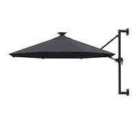 vidaXL Wall-mounted Parasol with LEDs and Metal Pole Anthracite Patio Sunshade