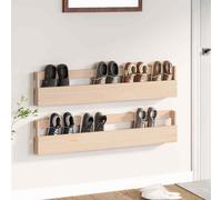 (brown, 110 x 9 x 23 cm) vidaXL Wall-mounted Shoe Racks Shoe Storage Shoe Shelf 2 pcs Solid Wood Pine