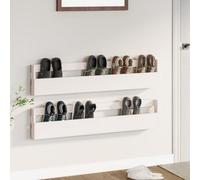 Vidaxl Wall-Mounted Shoe Racks 2 Pcs White 110X9X23 Cm Solid Wood Pine