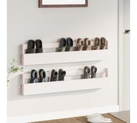 vidaXL Wall-mounted Shoe Racks 2 pcs White 110x9x23 cm Solid Wood Pine