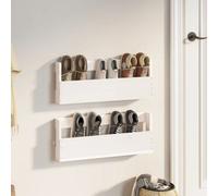 vidaXL Wall-mounted Shoe Racks 2 pcs White 59x9x23 cm Solid Wood Pine