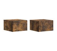 vidaXL Wall-Mounted Side Table 2 pcs Smoked Oak 34.5 x 33 x 20 cm