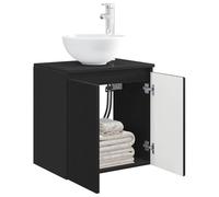 vidaXL Wall-Mounted Sink Vanity Black 49.5 x 35 x 63 cm, Modern Bathroom Vanity, Compact Wall-Mount Sink Storage, Practical Water-Resistant Cabinet, Efficient Organizer Solution