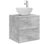 vidaXL Wall-Mounted Sink Vanity Concrete Grey 49.5 x 35 x 63 cm, Modern Bathroom Vanity, Wall-Mounted Cabinet, Storage Solutions, Contemporary Design, Space-Saving Organization, Chic Essentials