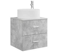vidaXL Wall-Mounted Sink Vanity Concrete Grey 49.5 x 44.5 x 65.5 cm, Modern Bathroom Vanity, Wall-Mounted Sink Cabinet, Space-Saving Storage, Contemporary Furniture for Stylish Indoor Spaces