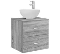 vidaXL Wall-Mounted Sink Vanity Grey Sonoma 49.5 x 35 x 63 cm, Modern Bathroom Vanity, Wall-Mounted Cabinet, Storage Solutions, Contemporary Design, Space-Saving Organization, Chic Essentials