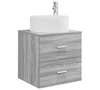 vidaXL Wall-Mounted Sink Vanity Grey Sonoma 49.5 x 44.5 x 65.5 cm, Modern Bathroom Vanity, Wall-Mounted Sink Cabinet, Space-Saving Storage, Contemporary Furniture for Stylish Indoor Spaces