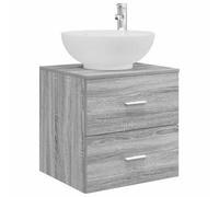 vidaXL Wall-Mounted Sink Vanity Grey Sonoma 49.5 x 44.5 x 66.5 cm, Modern Bathroom Storage, Engineered Wood Vanity, Space Optimizing Sink Solution, Chic Wall-Mounted Fixture for Organization
