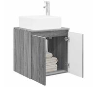 vidaXL Wall-Mounted Sink Vanity Grey Sonoma 53 x 35 x 63 cm, Modern Bathroom Ensemble, Compact Sink Vanity, Wall-Mounted, Efficient Storage, Minimalist Design for Space Saving