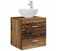 vidaXL Wall-Mounted Sink Vanity Old Wood 49.5 x 41 x 64.5 cm, Bathroom Organization, Modern Vanity with Sink, Space-Saving Storage, Wall-Mounted Design, Engineered Wood for Efficient Use
