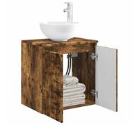vidaXL Wall-Mounted Sink Vanity Smoked Oak 49.5 x 35 x 63 cm, Modern Bathroom Vanity, Compact Wall-Mount Sink Storage, Practical Water-Resistant Cabinet, Efficient Organizer Solution
