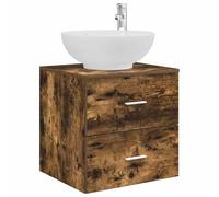 vidaXL Wall-Mounted Sink Vanity Smoked Oak 49.5 x 44.5 x 66.5 cm, Modern Bathroom Storage, Engineered Wood Vanity, Space Optimizing Sink Solution, Chic Wall-Mounted Fixture for Organization