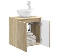 vidaXL Wall-Mounted Sink Vanity Sonoma Oak 49.5 x 35 x 63 cm, Modern Bathroom Vanity, Compact Wall-Mount Sink Storage, Practical Water-Resistant Cabinet, Efficient Organizer Solution