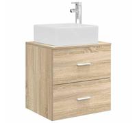 vidaXL Wall-Mounted Sink Vanity Sonoma Oak 49.5 x 41 x 63 cm, Bathroom Storage, Modern Wall-Mounted Vanity Unit, Stylish Sink Furniture, Efficient Organization, Compact Washbasin Solution