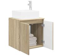 vidaXL Wall-Mounted Sink Vanity Sonoma Oak 49.5 x 41 x 63 cm, Modern Wall-Mounted Vanity, Compact Bathroom Solution, Space-Saving Storage, Engineered Wood Design, Minimalist Decor