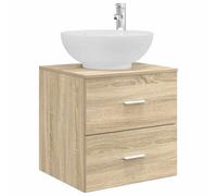 vidaXL Wall-Mounted Sink Vanity Sonoma Oak 49.5 x 44.5 x 66.5 cm, Modern Bathroom Storage, Engineered Wood Vanity, Space Optimizing Sink Solution, Chic Wall-Mounted Fixture for Organization