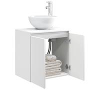 vidaXL Wall-Mounted Sink Vanity White 49.5 x 35 x 63 cm, Modern Bathroom Vanity, Compact Wall-Mount Sink Storage, Practical Water-Resistant Cabinet, Efficient Organizer Solution