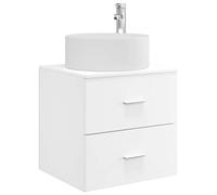 vidaXL Wall-Mounted Sink Vanity White 49.5 x 44.5 x 65.5 cm, Modern Bathroom Vanity, Wall-Mounted Sink Cabinet, Space-Saving Storage, Contemporary Furniture for Stylish Indoor Spaces