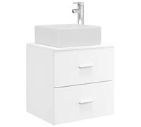 vidaXL Wall-Mounted Sink Vanity White 53 x 34.5 x 63 cm, Bathroom Storage, Modern Vanity with Basin, Wall-Mounted Cabinet, Functional Shelving, Organized Space-Saving Furniture