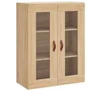 vidaXL Wall Mounted Storage Cabinet in Sonoma Oak Featuring Clear Glass Door - Perfect for Living Room, Bedroom, and Study - Space Efficient & Elegant Design