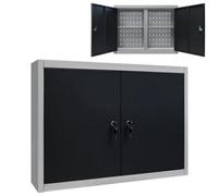 Vidaxl Wall Mounted Tool Cabinet Industrial Style Metal Grey And Black Tool Cabinets