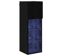 vidaXL Wall-mounted TV Cabinet Black Oak 30.5 x 30 x 90 cm, Stylish Living Room, Rectangular Tv Cabinet Set, Modern Storage Solution, Wall-Mounted Unit, Space-Saving Design, Multicolor LED