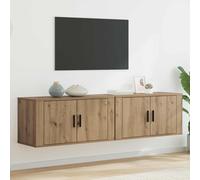 vidaXL 2 Door Artisan Oak Wall Mounted TV Unit Set of 2 - Size: 174 x 56 x 35cm - Brown - Wilko