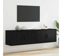 vidaXL 2 Door Black Oak Wall Mounted TV Unit Set of 2 - Size: 153 x 32 x 60cm - Wilko