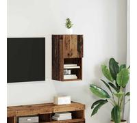 vidaXL Single Door 2 Shelf Old Wood Wall Mounted LED TV Unit - Size: 33 x 109 x 36.5cm - Brown - Wilko