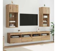 vidaXL Wall-mounted TV Cabinets 2 pcs Artisan Oak Engineered Wood - Brown, Brown