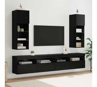 Wall-mounted TV Cabinets 2 pcs Black Oak 30.5 x 30 x 90 cm