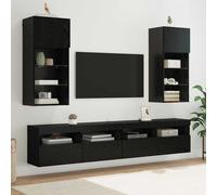vidaXL Wall-mounted TV Cabinets 2 pcs Black Oak Engineered Wood, Black