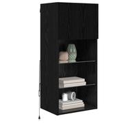 vidaXL Wall-mounted TV Cabinets 2 pcs Black Oak 40.5 x 30 x 90 cm, Stylish Living Room, Rectangular Tv Cabinet Set, Modern Storage Solution, Wall-Mounted Unit, Space-Saving Design, Multicolor LED