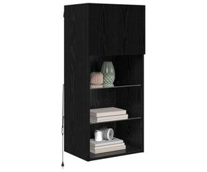 vidaXL Wall-mounted TV Cabinets 2 pcs Black Oak 40.5 x 30 x 90 cm, Stylish Living Room, Rectangular Tv Cabinet Set, Modern Storage Solution, Wall-Mounted Unit, Space-Saving Design, Multicolor LED