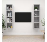 vidaXL 2x Wall Mounted TV Cabinets Concrete Grey Engineered Wood TV Stand Unit