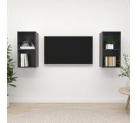 vidaXL 2x Wall Mounted TV Cabinets High Gloss Grey Engineered Wood TV Unit
